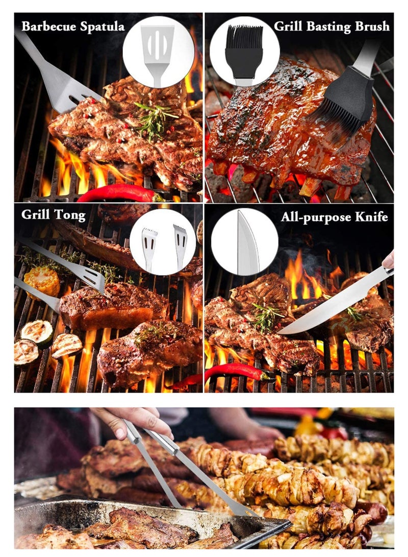 DBLEW طقم أدوات الشواء من الفولاذ المقاوم للصدأ 9 قطع مع حقيبة حمل | مجموعة ملحقات الشواء المحمولة في الهواء الطلق للتخييم والنزهات والطهي المنزلي - Image 4