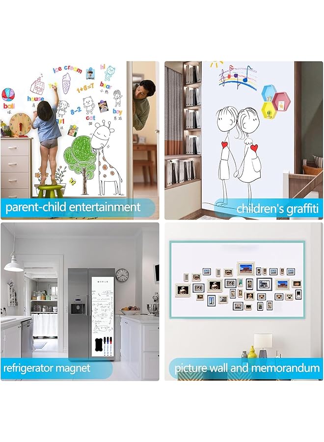 إيروريكس سبورة بيضاء مغناطيسية ذاتية اللصق، فيلم سبورة بيضاء لاصق على الحائط للمدرسة والمكتب المنزلي، تتضمن أقلام مسح جافة وممحاة مغناطيسية، 90 × 60 سم، سبورة بيضاء مغناطيسية قابلة للمسح الجاف، 90 × 60 سم - Image 5