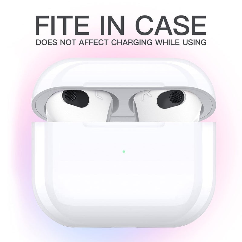 DamonLight Upgraded Cover for AirPods 3 [Fit in Case] Anti Scratches Add Grip Sport Ear Tips [US Patent Registered] Compatible with AirPods 3rd Generation (White) - Image 3