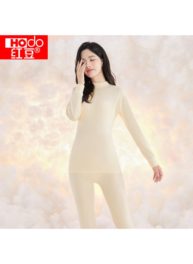 Hongdou Women's Autumn Underwear Set, Pure Cotton Mid-high Collar Cotton Sweater, Thin Warm Set, Release, Light Jade 160/s - Image 2