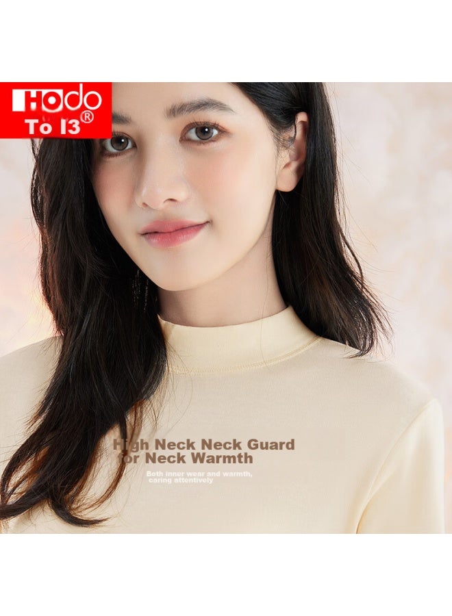 Hongdou Women's Autumn Underwear Set, Pure Cotton Mid-high Collar Cotton Sweater, Thin Warm Set, Release, Light Jade 160/s - Image 5