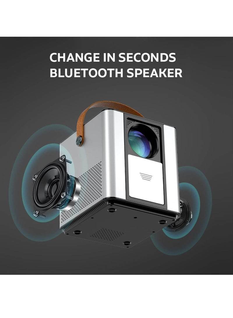 Mi VAZA جهاز عرض محمول، جهاز عرض صغير 3800 مصباح LED مع مكبر صوت بلوتوث، جهاز عرض أفلام خارجي صغير USB، أجهزة عرض مسرح منزلي ذكي LED للفيديو للمكتب المنزلي، (قطعة واحدة، أبيض 1) - Image 3