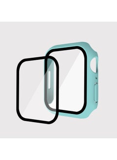 Suitable For Iwatch9 Watch Protective Shell PC Hard Shell Tempered Film Integrated Protective Cover 8/7/6 For Apple Watch Case-Color:Light Blue-Exterior Dimension:45mm(7 Generations With Keys)