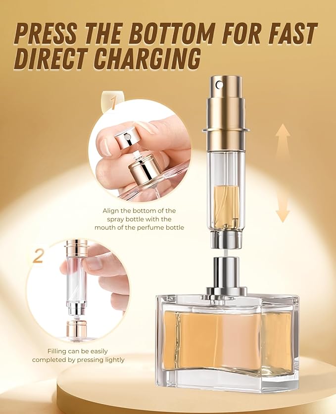 BRARIOS Perfume Atomiser Refillable Travel Size Portable Atomiser SprayMini Empty Perfume BottleLeak Proof Cologne Dispenser for Women and Men5mlGold - Image 3