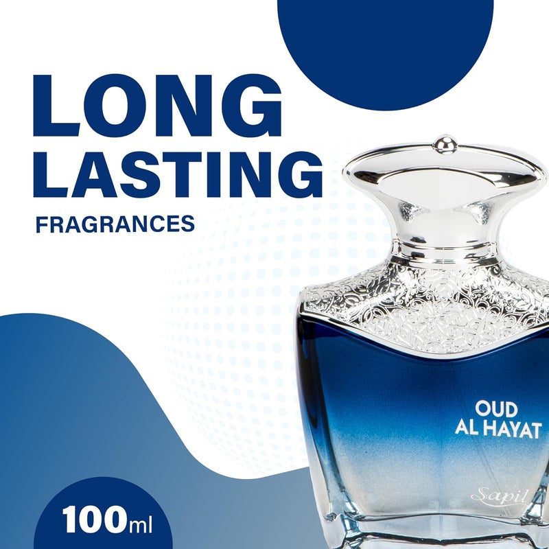 sapil عطر سابيل عود الحياة 100 مل - عطر فاخر ميسور للجنسين مع نغمات العود والعنبر والجلد - Image 2