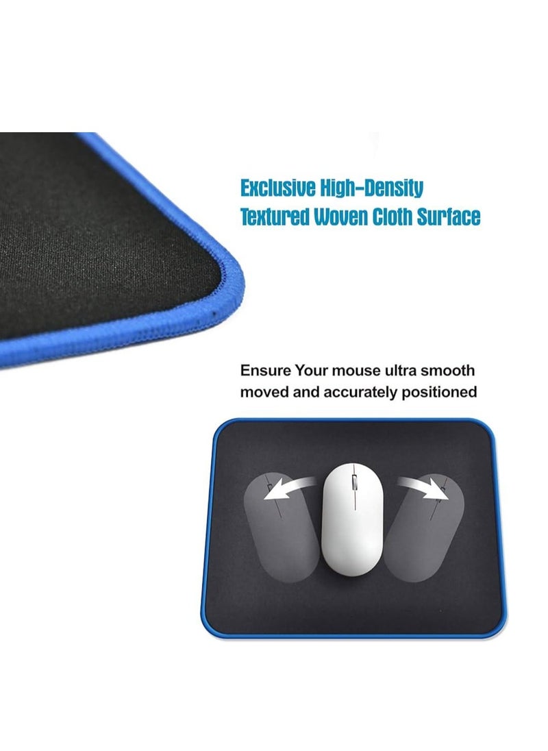 High Quality Large Rubber Gaming Mouse Pad Anti-Slip Waterproof Comfortable to Use Black with bule Edge Size 30 x 25 cm