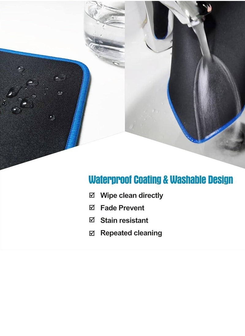 High Quality Large Rubber Gaming Mouse Pad Anti-Slip Waterproof Comfortable to Use Black with bule Edge Size 30 x 25 cm