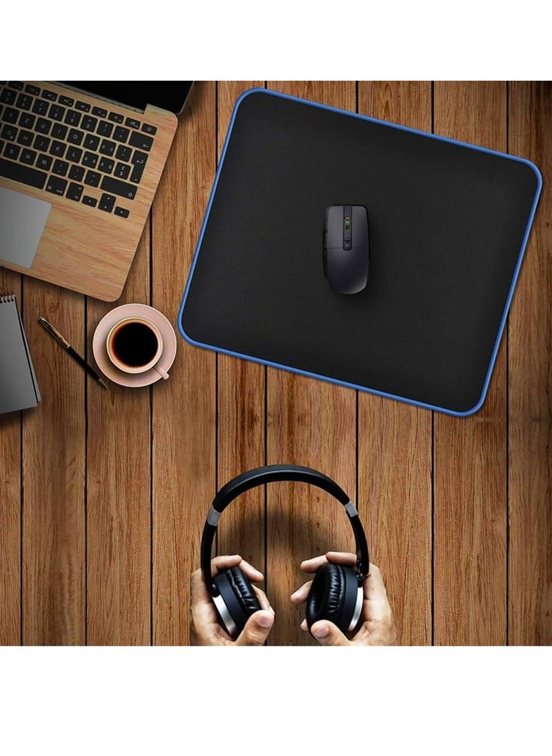 High Quality Large Rubber Gaming Mouse Pad Anti-Slip Waterproof Comfortable to Use Black with bule Edge Size 30 x 25 cm
