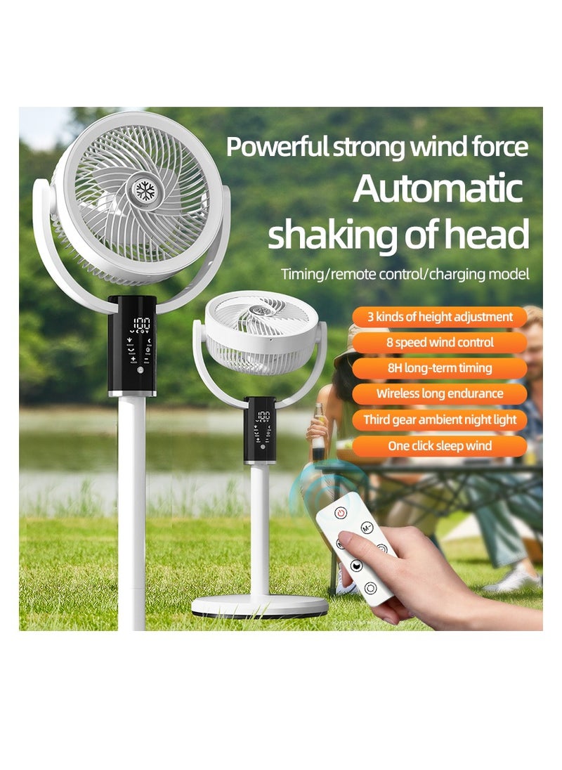 12" Oscillating Fan for Bedroom, Standing Floor Fan with Remote, 90 ° Oscillating, 180 ° Up & Down Adjustable, Height Adjustable With lights, 8 Hour Timing Set, 8 Speeds, for Bedroom Study Room（F5）