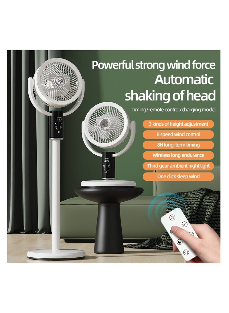 12" Oscillating Fan for Bedroom, Standing Floor Fan with Remote, 90 ° Oscillating, 180 ° Up & Down Adjustable, Height Adjustable With lights, 8 Hour Timing Set, 8 Speeds, for Bedroom Study Room（F5）