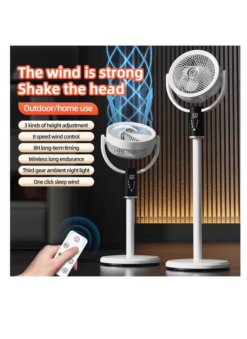 12" Oscillating Fan for Bedroom, Standing Floor Fan with Remote, 90 ° Oscillating, 180 ° Up & Down Adjustable, Height Adjustable With lights, 8 Hour Timing Set, 8 Speeds, for Bedroom Study Room（F5）