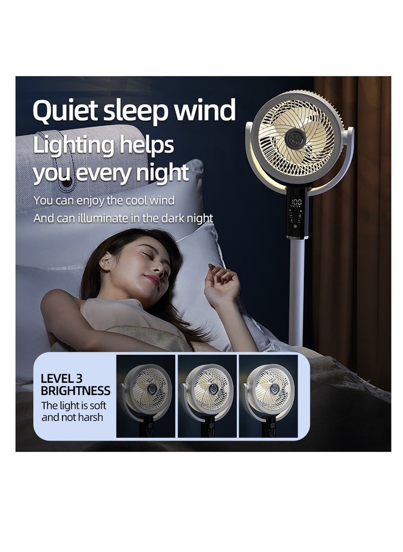 12" Oscillating Fan for Bedroom, Standing Floor Fan with Remote, 90 ° Oscillating, 180 ° Up & Down Adjustable, Height Adjustable With lights, 8 Hour Timing Set, 8 Speeds, for Bedroom Study Room（F5）