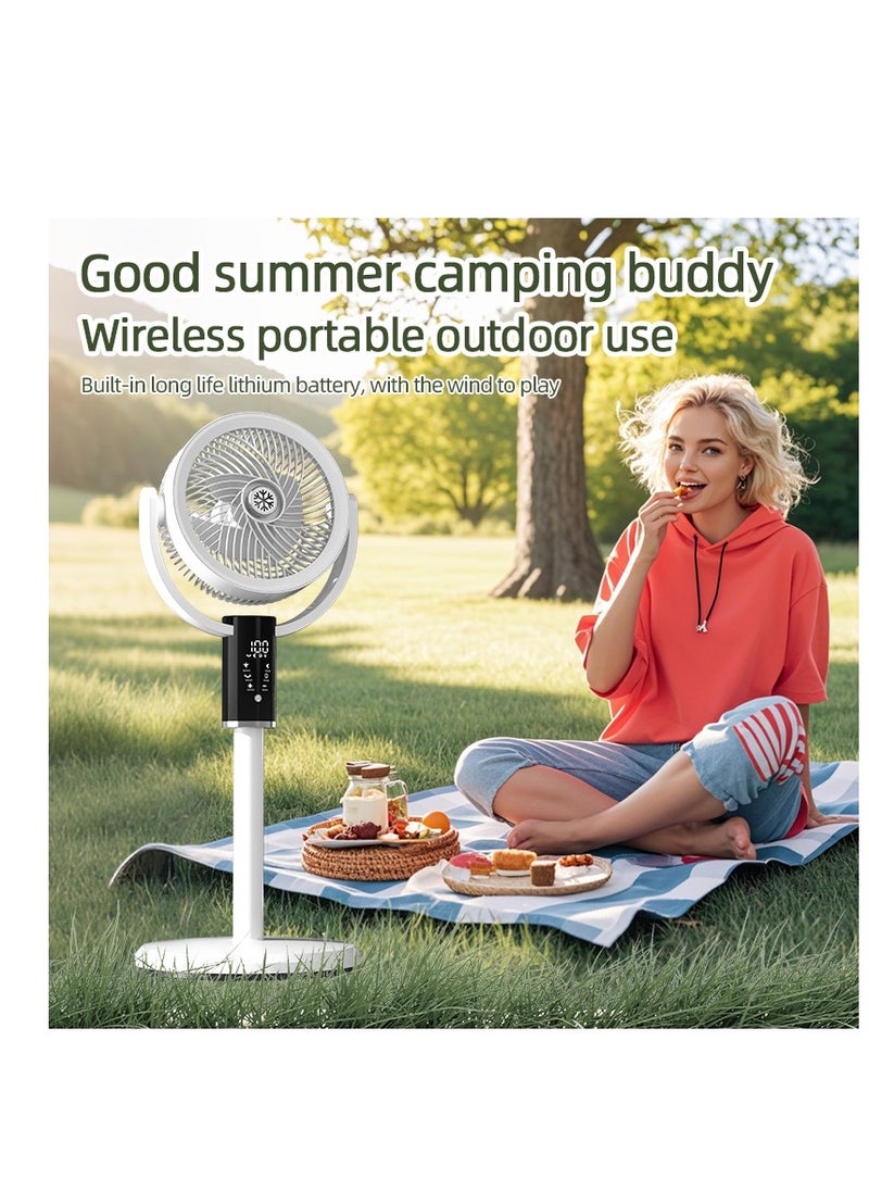 12" Oscillating Fan for Bedroom, Standing Floor Fan with Remote, 90 ° Oscillating, 180 ° Up & Down Adjustable, Height Adjustable With lights, 8 Hour Timing Set, 8 Speeds, for Bedroom Study Room（F5）