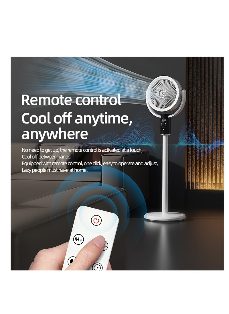 12" Oscillating Fan for Bedroom, Standing Floor Fan with Remote, 90 ° Oscillating, 180 ° Up & Down Adjustable, Height Adjustable With lights, 8 Hour Timing Set, 8 Speeds, for Bedroom Study Room（F5）