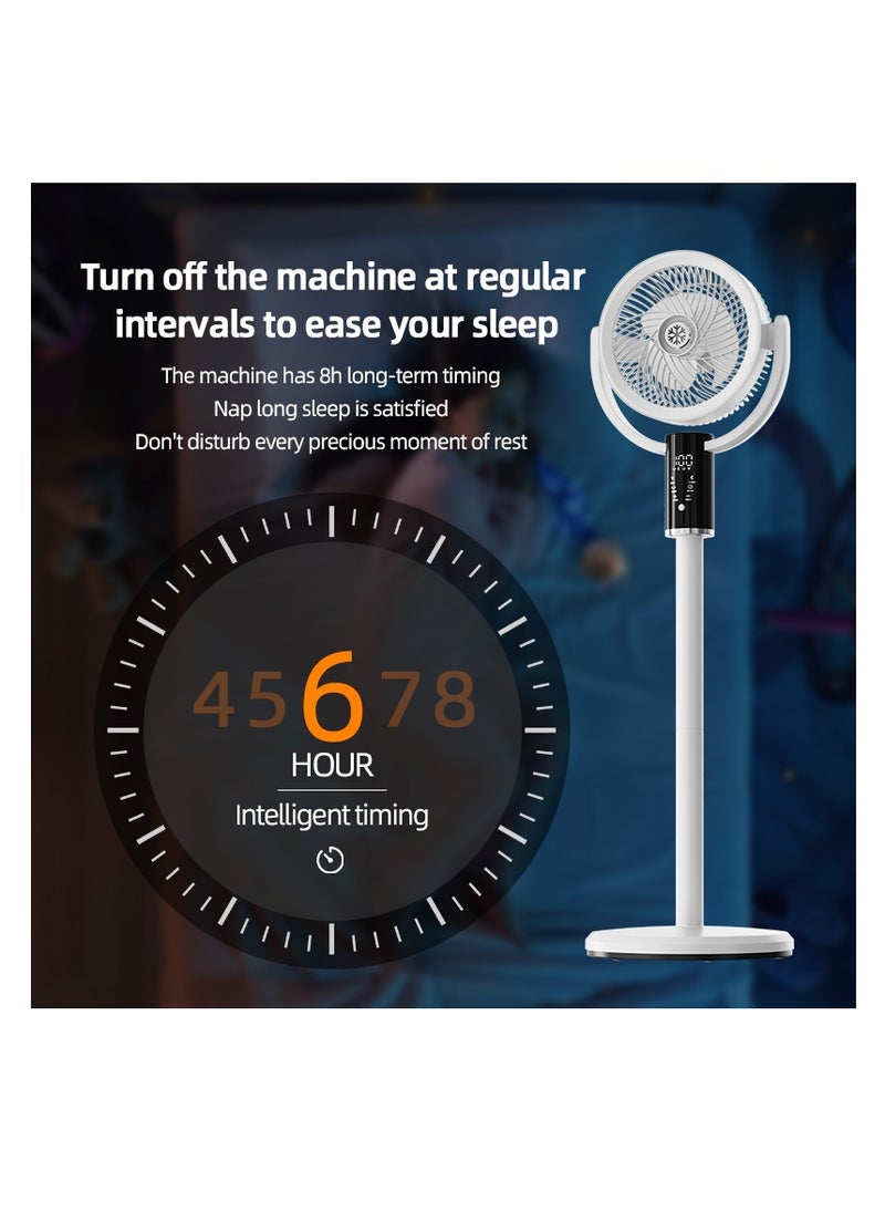 12" Oscillating Fan for Bedroom, Standing Floor Fan with Remote, 90 ° Oscillating, 180 ° Up & Down Adjustable, Height Adjustable With lights, 8 Hour Timing Set, 8 Speeds, for Bedroom Study Room（F5）