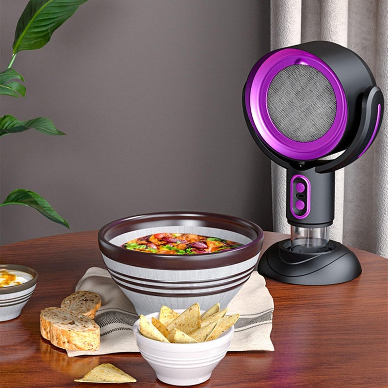Portable USB Exhaust Fan For Kitchen 2 Speed Desktop Range Hood With Negative Ion Black Violet - Image 4