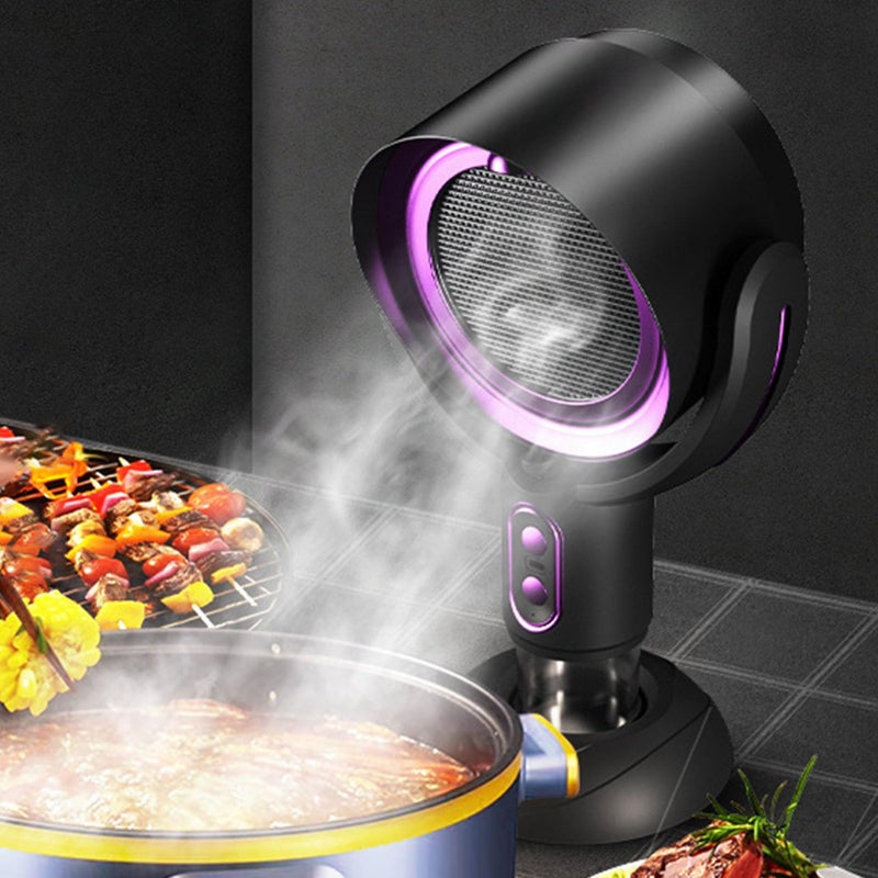 Portable USB Exhaust Fan For Kitchen 2 Speed Desktop Range Hood With Negative Ion Black Violet - Image 3