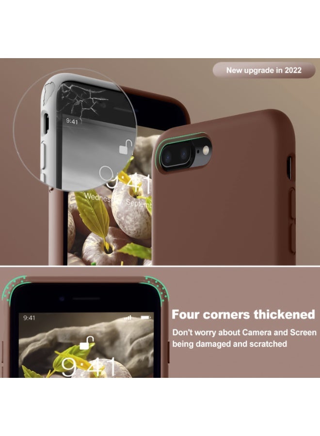 Compatible with iPhone 7/8 Plus Case 5.5 Inch Slim Liquid Silicone 4 Layers Soft Gel Rubber Shockproof Protective Phone Case with Anti Scratch Microfiber Lining (Brown) - Image 5