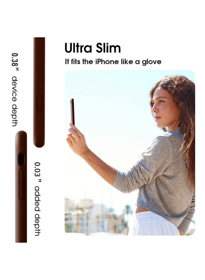 Compatible with iPhone 7/8 Plus Case 5.5 Inch Slim Liquid Silicone 4 Layers Soft Gel Rubber Shockproof Protective Phone Case with Anti Scratch Microfiber Lining (Brown) - Image 3
