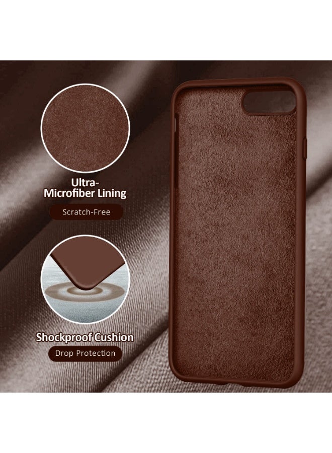 Compatible with iPhone 7/8 Plus Case 5.5 Inch Slim Liquid Silicone 4 Layers Soft Gel Rubber Shockproof Protective Phone Case with Anti Scratch Microfiber Lining (Brown) - Image 4