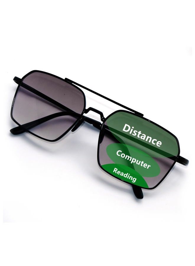 SEHNSUCHT Square Progressive Reading Sunglasses for Men UV Protection Multifocal Sun Glasses Mens Trifocal Readers with Spring Hinge 5109 Black 2.50 - Image 1