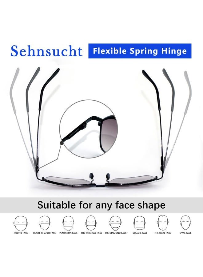 SEHNSUCHT Square Progressive Reading Sunglasses for Men UV Protection Multifocal Sun Glasses Mens Trifocal Readers with Spring Hinge 5109 Black 2.50 - Image 3
