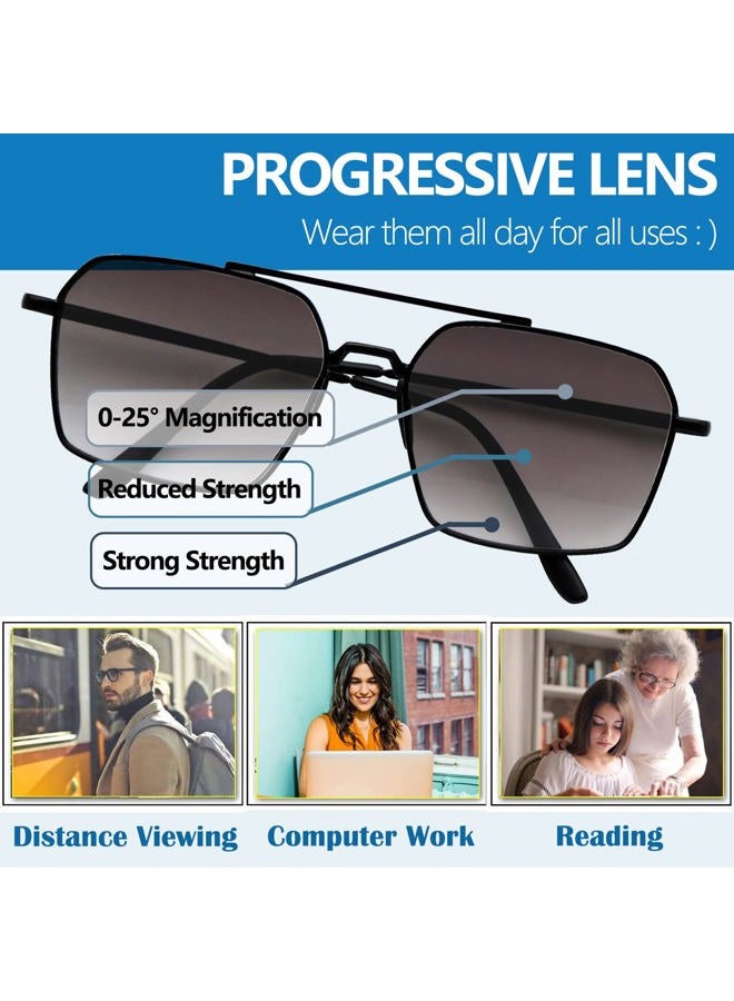 SEHNSUCHT Square Progressive Reading Sunglasses for Men UV Protection Multifocal Sun Glasses Mens Trifocal Readers with Spring Hinge 5109 Black 2.50 - Image 5