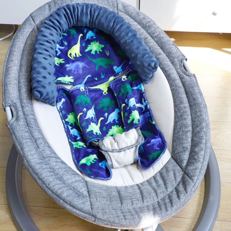 TANOFAR Baby Car Seat Head Support, Infant Car Seat Insert for Boys, Soft Newborn Carseat Cushion Fit for Car Seats, Stroller, Bouncers, Blue Dinosaur - Image 4