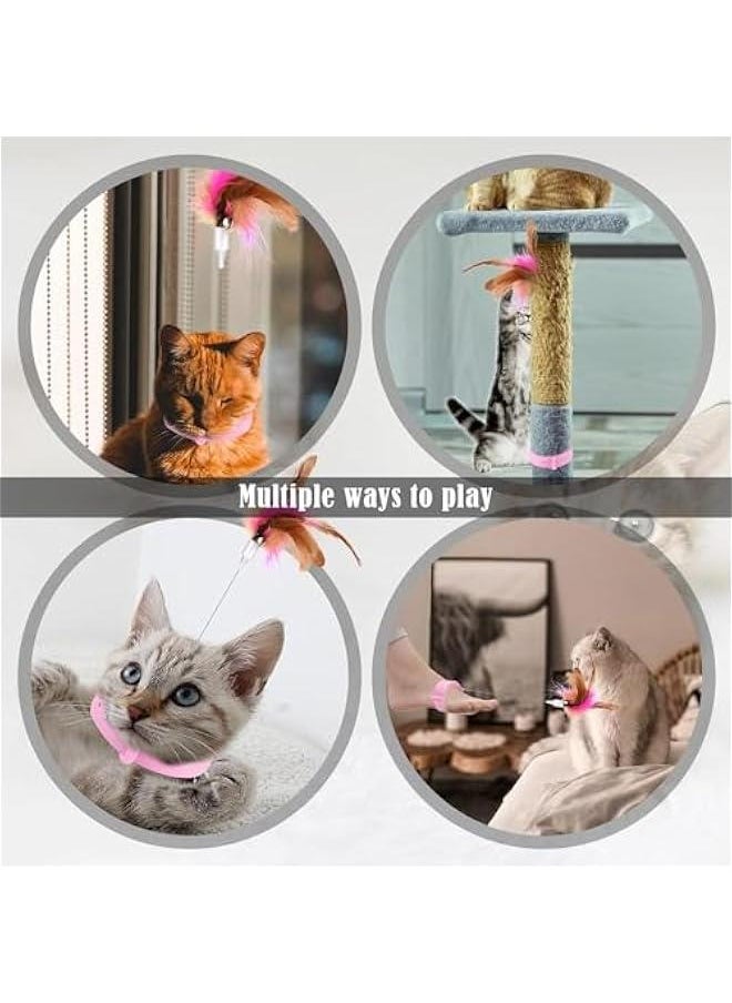 MOXO 2 Cat Feather Collar Toys Retractable Cat Teaser Toys with Silic Collar Interactive Cat Toys Funny Exercise Toy for Kitten or Cats Blue Pink  - Image 3