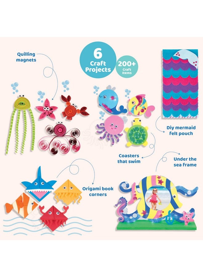 jackinthebox Cardboard Under The Sea Themed Craft Kit | Includes Beautiful Felt Mermaid Sewing Kit | 3 Different Crafts-in-1 | Best Gift Girls Ages 6 to 10 Years (3-in-1, Multicolor) - Image 2