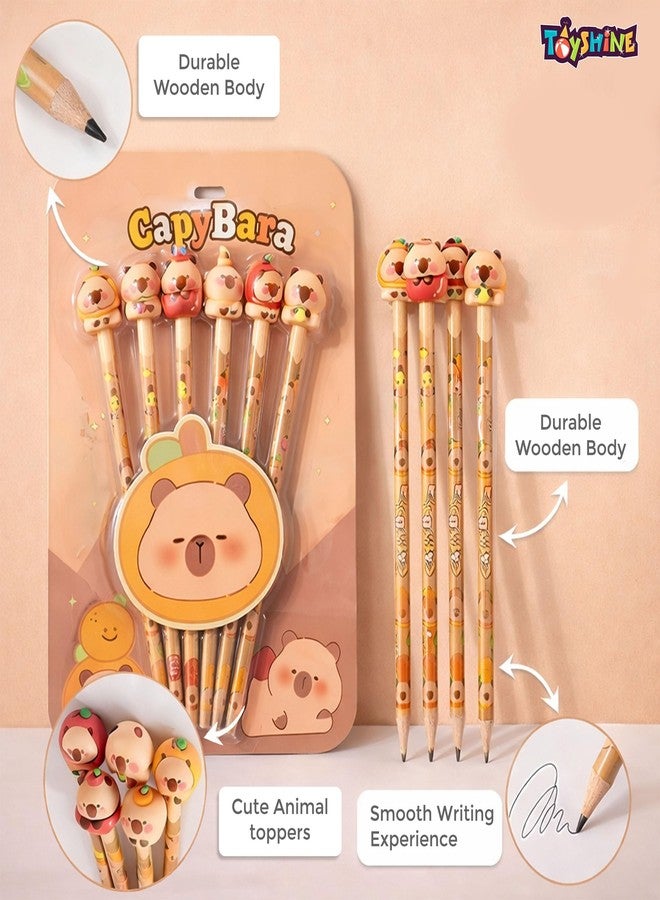 Toyshine Pencil Set with Erasers on Top | Pack of 6 Cute Character HB Pencils | Smooth Writing School Stationery for Kids, Students & Gifting Birthday Gift Return Gift - Image 2