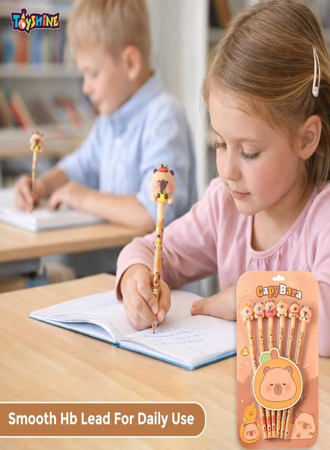 Toyshine Pencil Set with Erasers on Top | Pack of 6 Cute Character HB Pencils | Smooth Writing School Stationery for Kids, Students & Gifting Birthday Gift Return Gift - Image 4