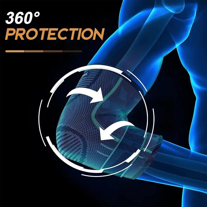 SIBOTE Elbow Support Compression Sleeve - Black with Green Stitching - Image 5