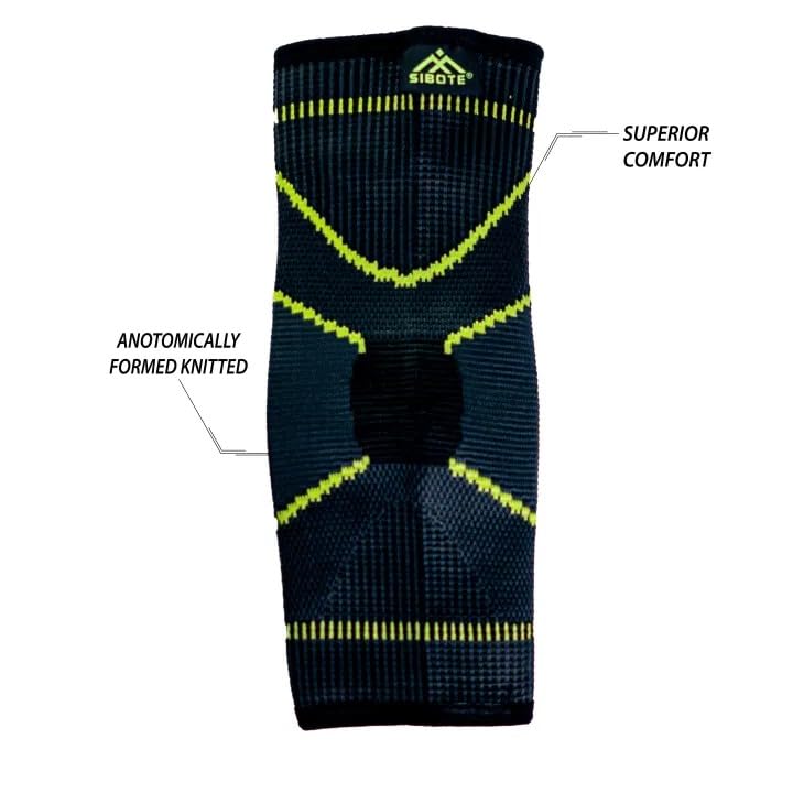 SIBOTE Elbow Support Compression Sleeve - Black with Green Stitching - Image 2