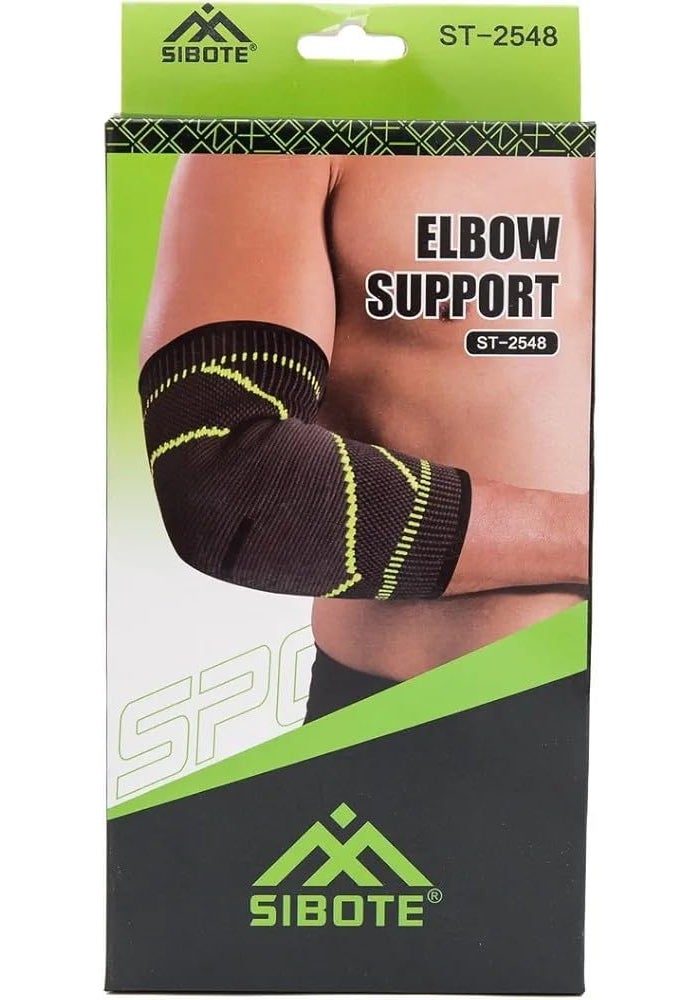 SIBOTE Elbow Support Compression Sleeve - Black with Green Stitching - Image 4