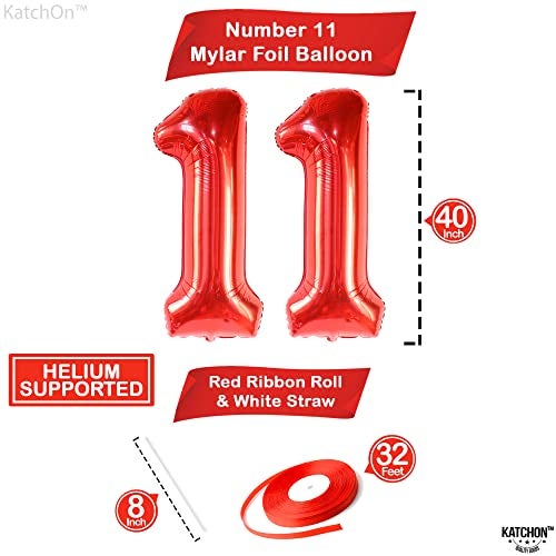 KatchOn Giant Red 11 Balloons Number 40 Inch 11 Year Old Balloon Red 11 Balloon Number Red 11 Birthday Balloon for 11th Birthday Party 11th Anniversary Decorations - Image 5