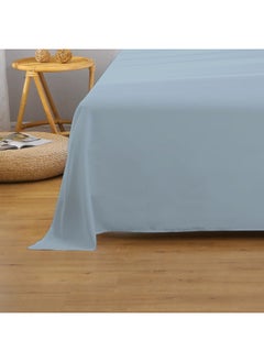 Rest Flat Bedsheet 220X240Cm Plush Metallic Blue Breathable Machine Washbale Bedsheet Extra Soft Easy Fit Highly Breathable Bedding & Linen Cover  - Image 1