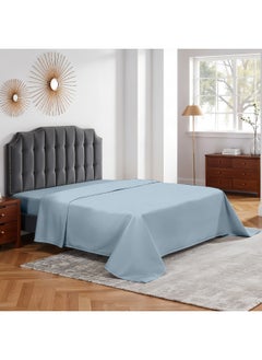 Rest Flat Bedsheet 220X240Cm Plush Metallic Blue Breathable Machine Washbale Bedsheet Extra Soft Easy Fit Highly Breathable Bedding & Linen Cover  - Image 2
