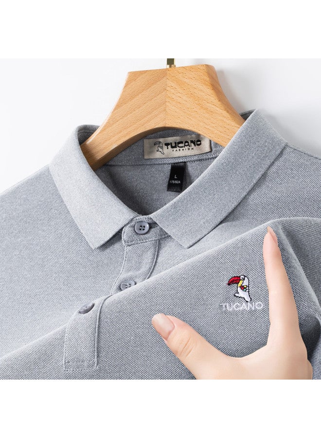 Tucano spring Men's Long Sleeve T-shirt Comfortable Solid Color Casual Business Polo Shirt - Image 2