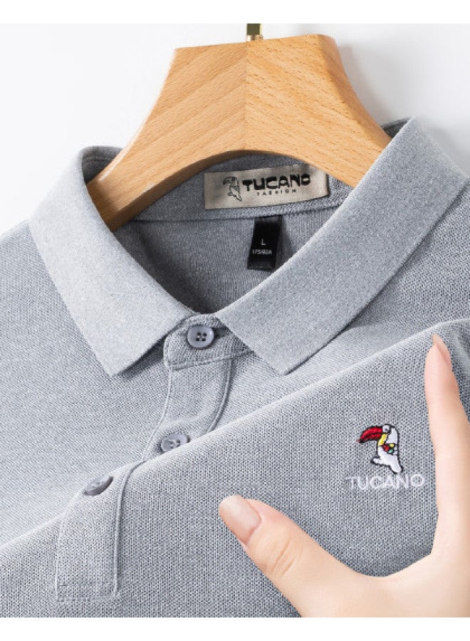 Tucano spring Men's Long Sleeve T-shirt Comfortable Solid Color Casual Business Polo Shirt - Image 1