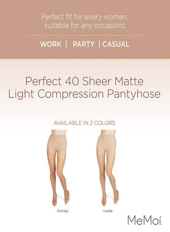 MeMoi Perfect 40 Sheer Matte Light Compression Pantyhose Nude Q2 - Image 2