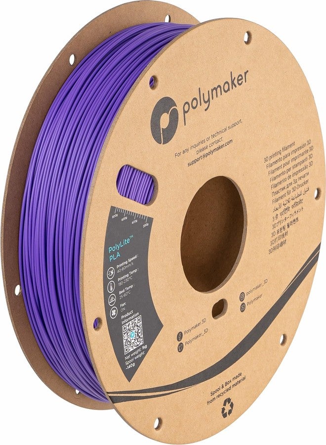 Polymaker PLA Filament 1.75mm Purple PLA Filament, 1kg High Rigidity Purple Filament Cardboard Spool - PolyLite PLA Purple 3D Printer Filament 1.75mm, Print with Most 3D Printers Using 3D Filament - Image 1