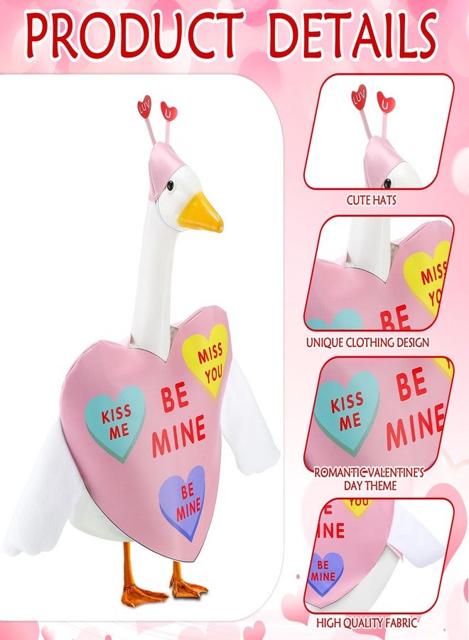 Abbylike 2 Sets Porch Goose Outfits Porch Yard Goose Outfits Clothes Costume Fits Large 23'' Cement for Garden Yard Statue Pathway Decorations(Love Valentine's Day) - Image 4