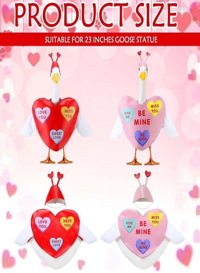 Abbylike 2 Sets Porch Goose Outfits Porch Yard Goose Outfits Clothes Costume Fits Large 23'' Cement for Garden Yard Statue Pathway Decorations(Love Valentine's Day) - Image 3