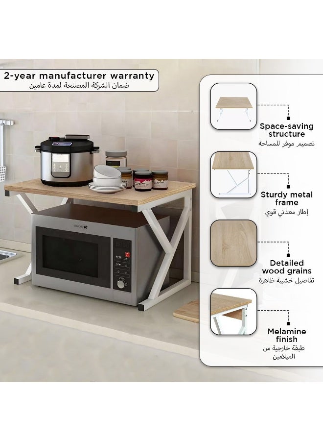 Home Box Microwave Oven Shelf Organizer - Wood and Metal - Image 5