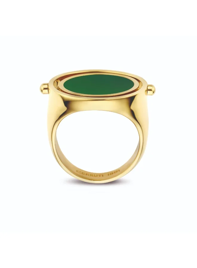 شيروتي 1881 Medalion Goldplated Ring for Women with Green Onyx