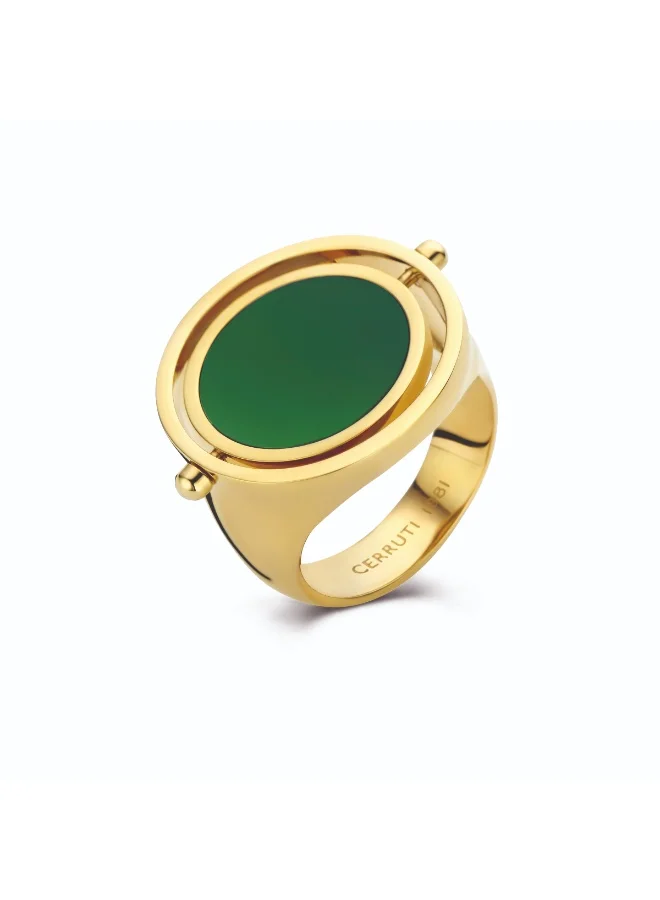 شيروتي 1881 Medalion Goldplated Ring for Women with Green Onyx