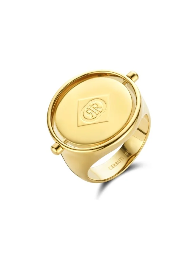CERRUTI 1881 Medalion Gold plated with Green Onyx Ring for Women 54mm