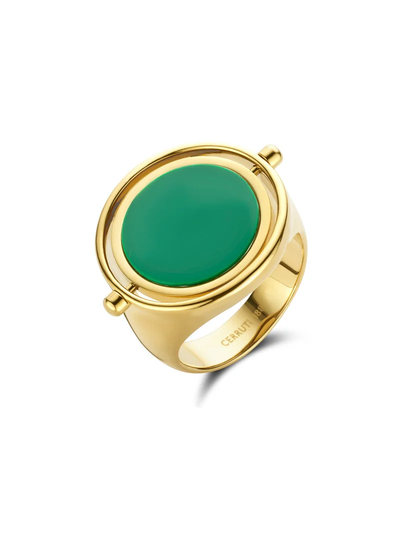شيروتي 1881 Medalion Goldplated Ring with Green Onyx