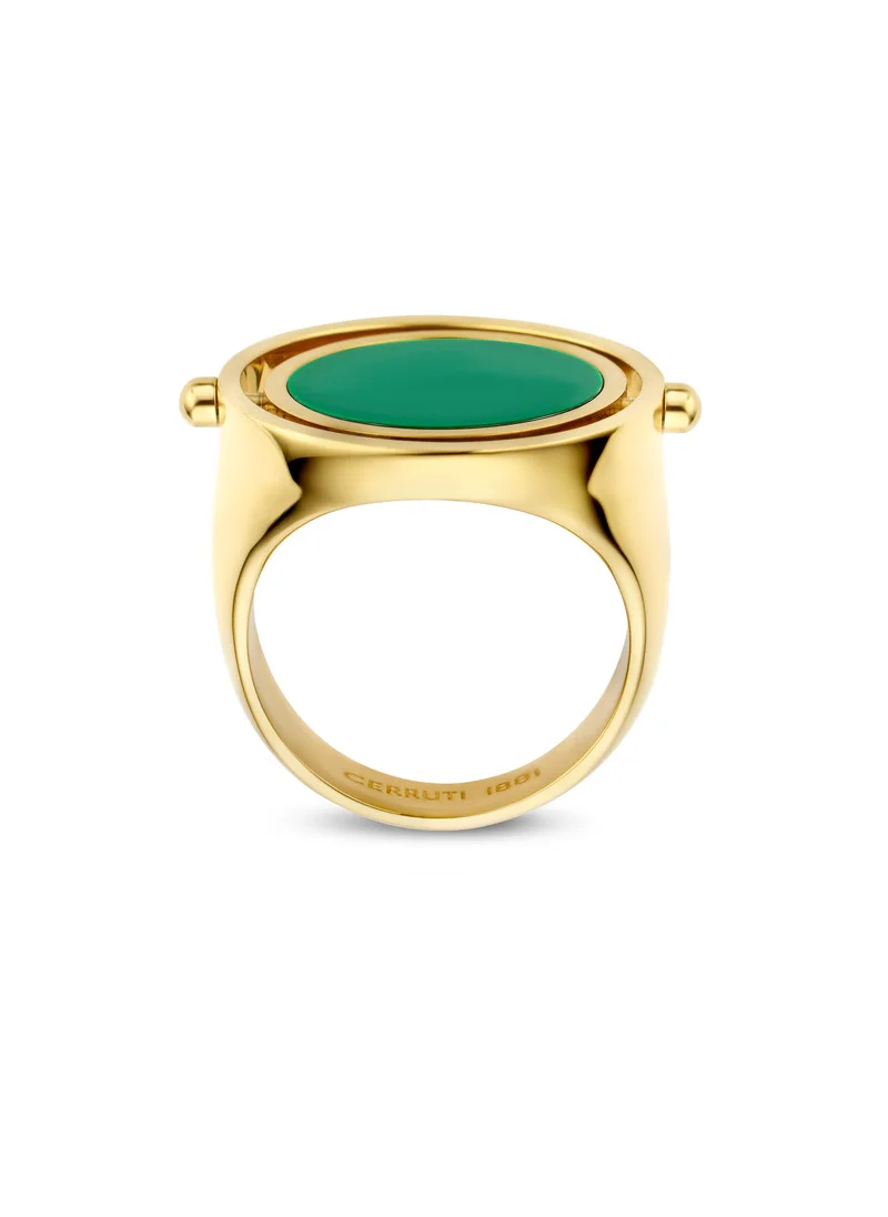شيروتي 1881 Medalion Goldplated Ring with Green Onyx